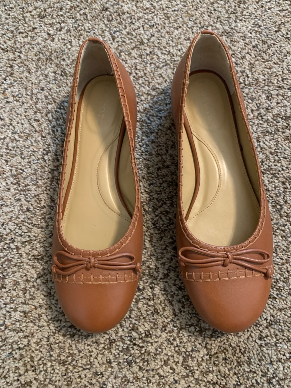 Talbots Cognac Bow Ballet Flats